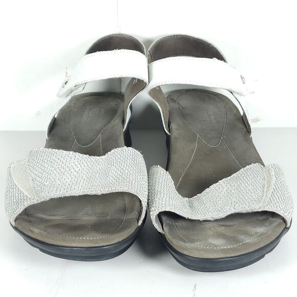 MEPHISTO Women’s Pattie EU41 US10,5 Leather White Silver Ankle Strap Sandals - Picture 5 of 16